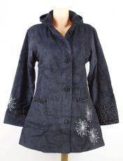 Dámský manchesterový kabátek SNOW BALL s odepínací kapucí a ručními kanvasovými potisky a výšivkami, Nepál  NT0014  13  003 | Velikost L, Velikost XL