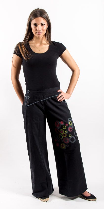 Kalhoty SERENA bavlna,potisk, výšivka Nepál NT0053 38 001