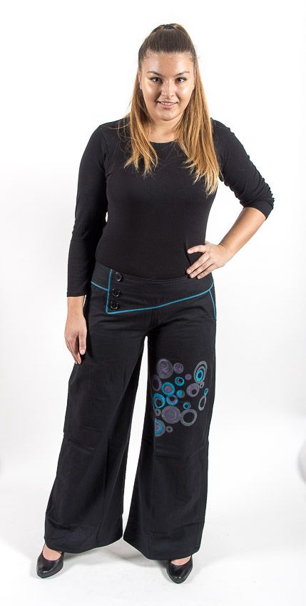 Kalhoty SERENA bavlna,potisk, výšivka Nepál NT0053 38 002