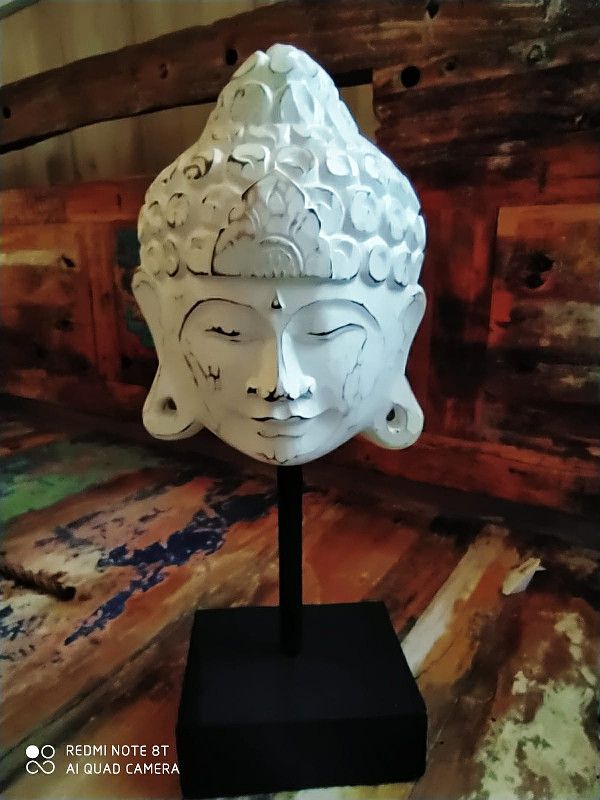 Dekorace maska Buddha 35 cm - bílá ID1701004-01