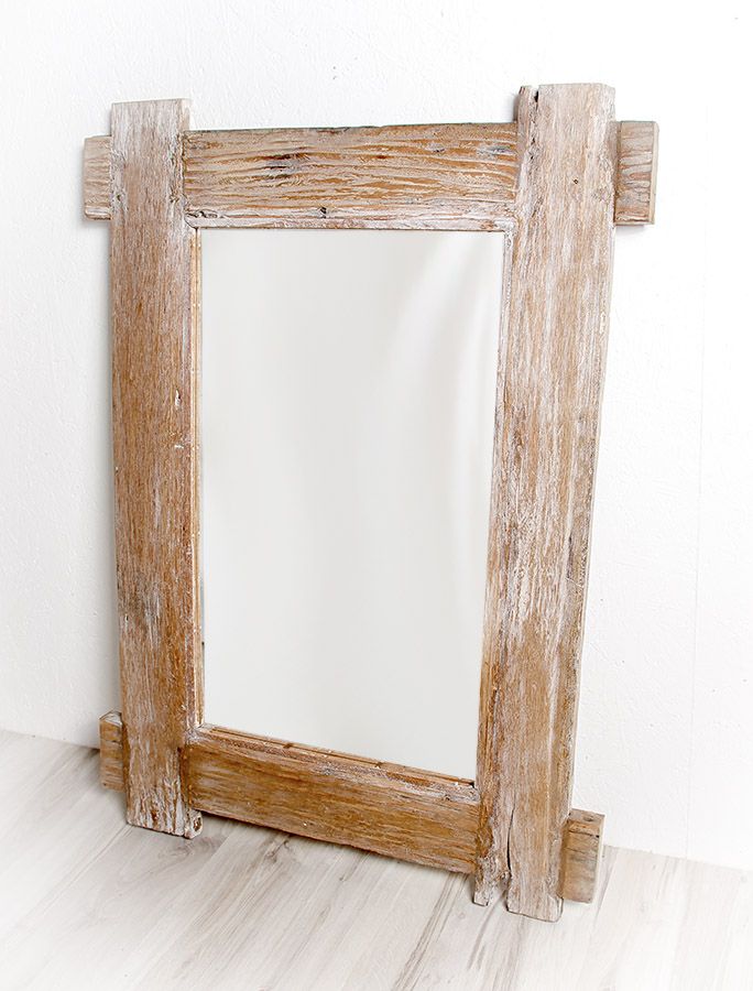 Zrcadlo s rámem z recyklovaného dřeva 108 x 78 cm, ruční práce - ID1607801A