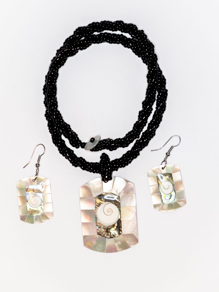 Sada perličkový náhrdelník a náušnice z perleti a resinu - ID1609102-030