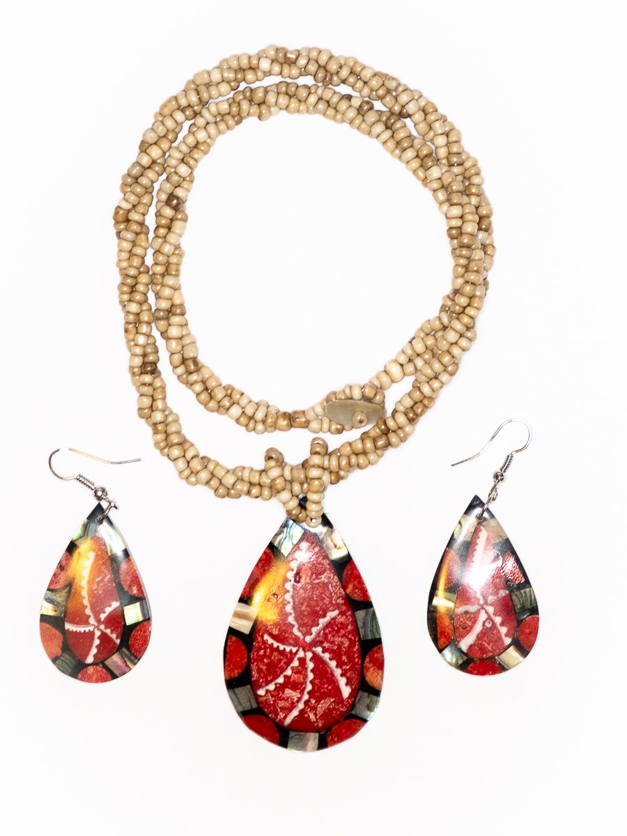 Sada perličkový náhrdelník a náušnice z perleti a resinu - ID1609102-031