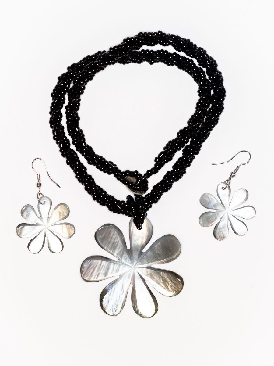 Sada perličkový náhrdelník a náušnice z perleti a resinu - ID1609102-032