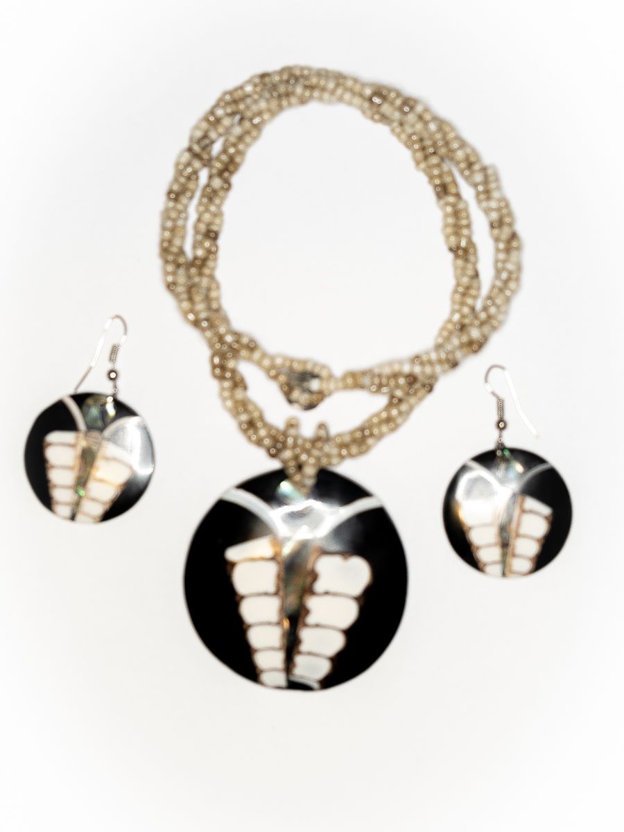 Sada perličkový náhrdelník a náušnice z perleti a resinu - ID1609102-022