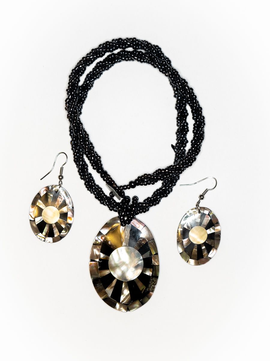 Sada perličkový náhrdelník a náušnice z perleti a resinu - ID1609102-023