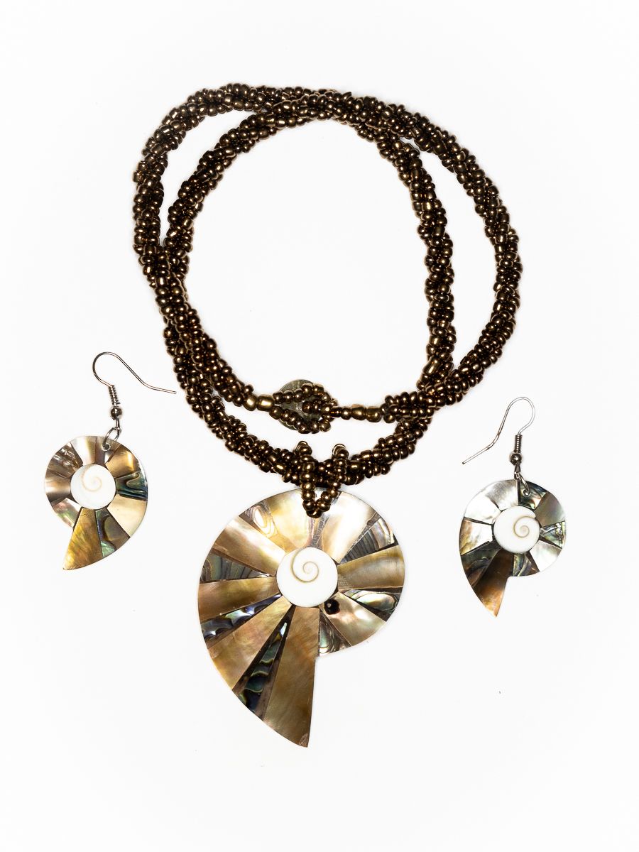 Sada perličkový náhrdelník a náušnice z perleti a resinu - ID1609102-024