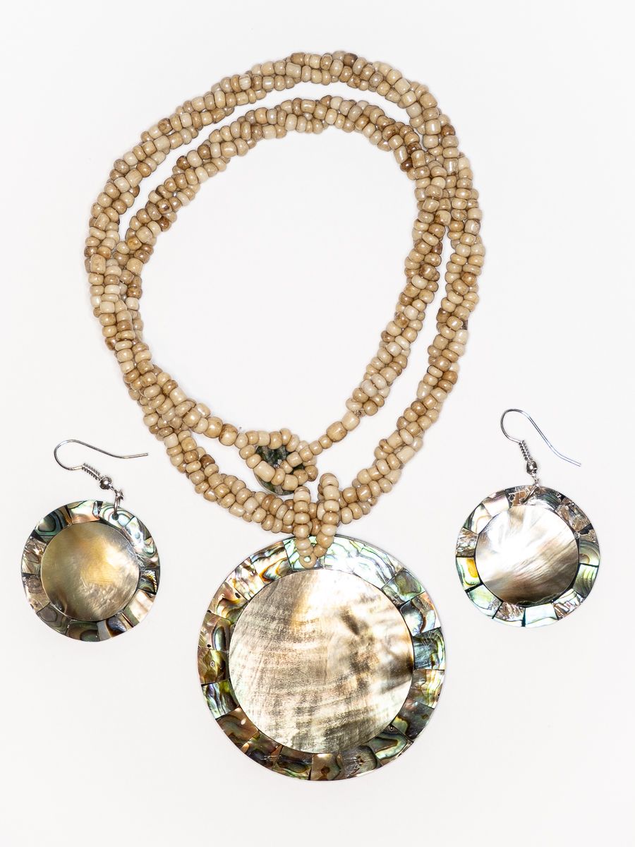 Sada perličkový náhrdelník a náušnice z perleti a resinu - ID1609102-028