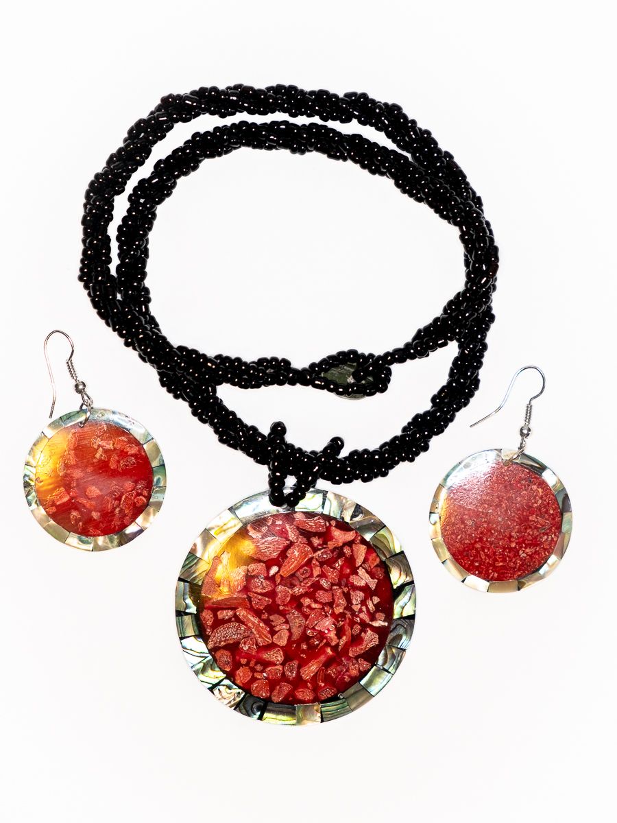 Sada perličkový náhrdelník a náušnice z perleti a resinu - ID1609102-029