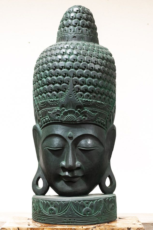Busta Buddha - bytová dekorace, dřevořezba Indonésie - ID1702501