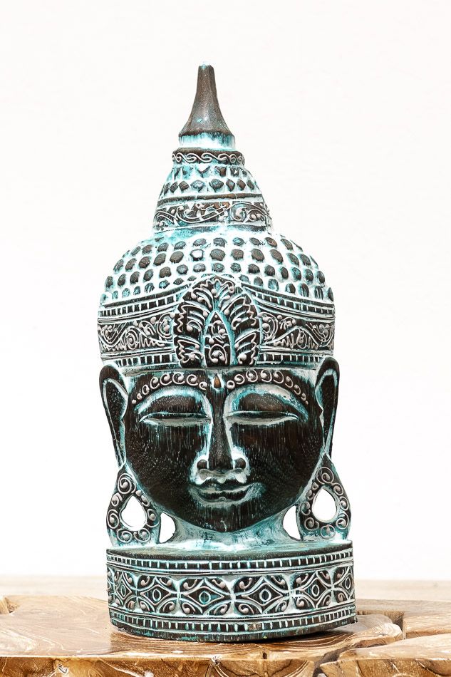 Busta Buddha - bytová dekorace, dřevořezba Indonésie - ID1702006
