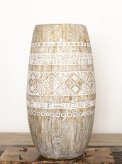 Váza kokosová palma s řezbou 75 cm, atraktivní interiérová dekorace z Indonésie ID1601902