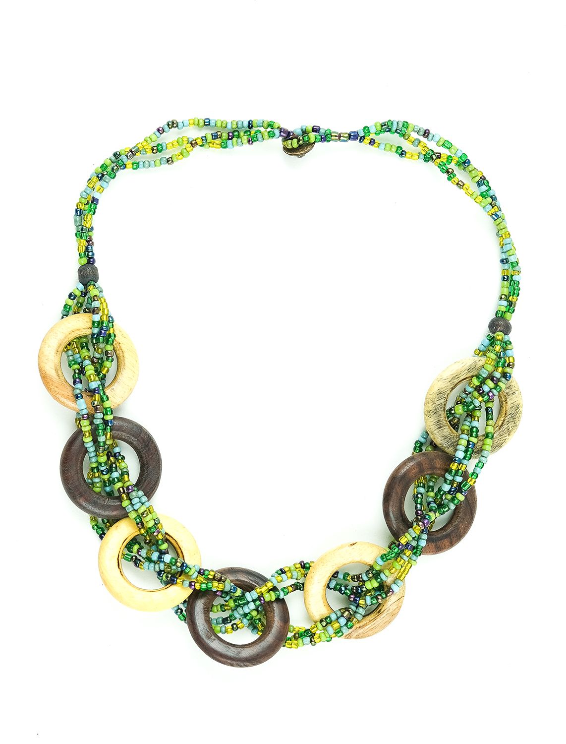 Perličkový náhrdelník kostěnými kousky - IS0042-02-055
