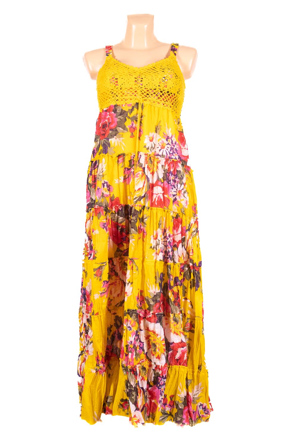 Dlouhé letní dámské šaty s úpletem nahoře - TT0125-013