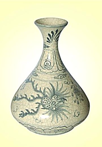 Keramická váza malovaná 28 cm antik
