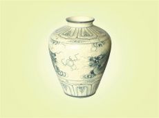 Keramická váza malovaná 32 cm antik