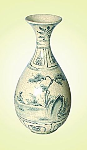 Keramická váza malovaná 33 cm antik