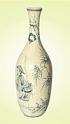 Keramická váza malovaná 49 cm antik