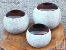 Sada svíčníky na čajové svíčky - kombinace kámen, dřevo